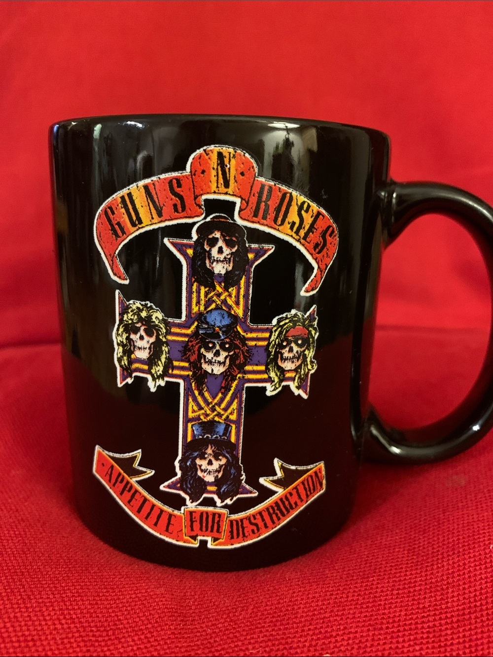 Guns’n’Roses black mug, 4 inches tall. 2016.